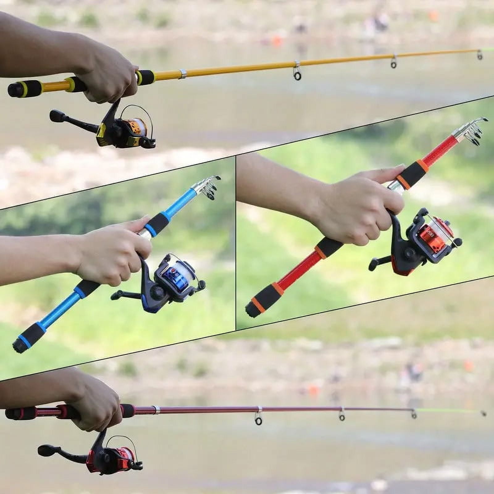 HAN.1 Telescopic Fishing Rod and Spinning Reel Set, Full Fishing Kit with Baits Hooks Accessories, Portable Travel Fishing Pole Combo for Freshwater Saltwater