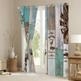thumbnail image 3 of Erosebridal Farmhouse Rustic Curtains & Drapes Cabin Decor, Vintage Country Wooden Curtains 38"Wx45"L Teens Adult, Farm Animal Barn Door Windmill Blackout Curtains Lodge Decor, Teal Brown, 3 of 5