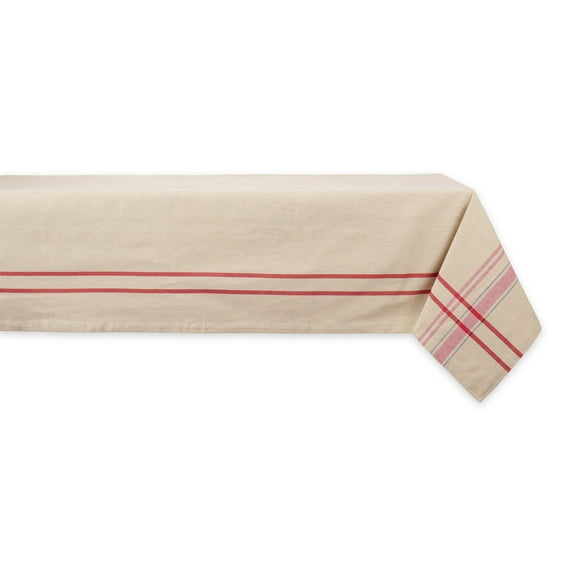 Design Imports French Stripe Red Tablecloth 60 X 104", Seats 8-10