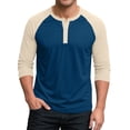 thumbnail image 2 of Dwelliawo Mens Summer Fall Henley Shirts Raglan 3/4 Sleeve Jersey Baseball T-Shirts Casual Workout Sport Athletic Tee Tops Navy L, 2 of 7