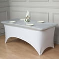 thumbnail image 4 of Efavormart 6ft Metallic Silver Spandex Stretch Fitted Banquet Table Top Cover, 4 of 5