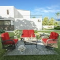 thumbnail image 2 of Meetleisure 5 Piece Sofa Seating Group with Cushions,Including 2 Swiwel Chairs, 2 Tables,1 Sofa, Red, 2 of 8