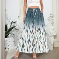 thumbnail image 5 of WTOBBY Women's Retro Floral Tie-Dye Print Flowy Flared Maxi Skirt with Ruffle Hem, A-Line Elastic Waist Elegant Tiered Bohemian Long Skirt for Vintage Casual Style,Turquoise L, 5 of 5
