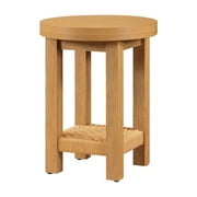 Better Homes & Gardens Vista Woven Coastal End Table, 18 in Round, Light Honey