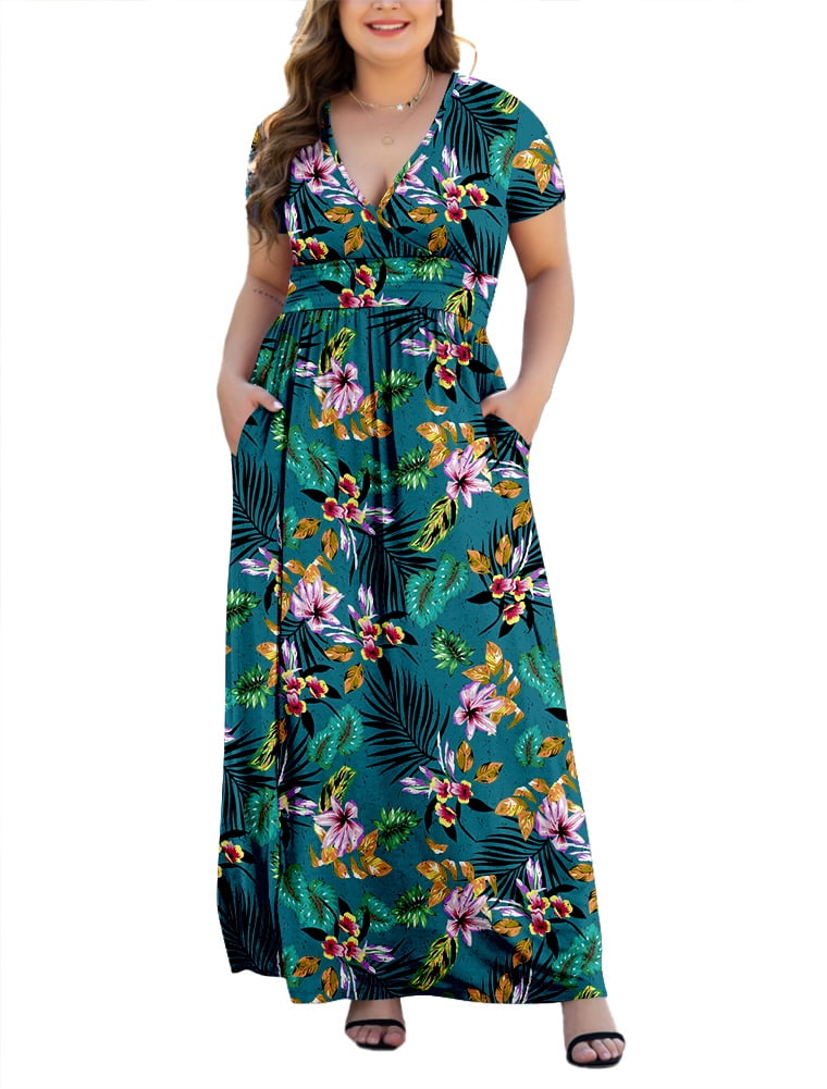 PCEAIIH Women's Plus Size Dresses Maxi Loose Dress with Pockets Causal ...