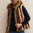 thumbnail image 6 of Zysthvn Faux Fur Men's Vests Casual Fall Open Front Mens Jackets Solid Hooded Warm Outerwear, 6 of 10