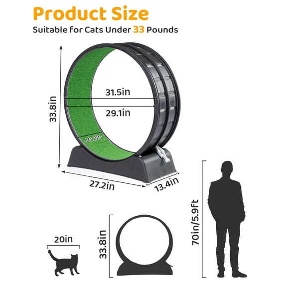 LINJH Cat Exercise Wheel 30 inch for Indoor Cats, Safety Cat Treadmill Running Wheel