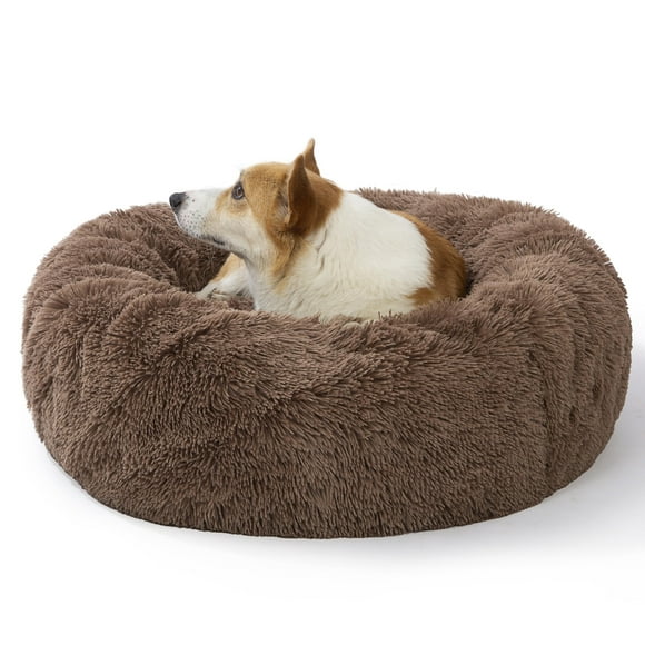 SAVFOX Plush Calming Dog Beds, Donut Dog Bed for Small Dogs, Medium, Large, X-Large & XX-Large, Comfy Cuddler Dog Bed and Cat Bed in Faux Fur, Washable Dog Bed, Multiple Sizes S-XXL