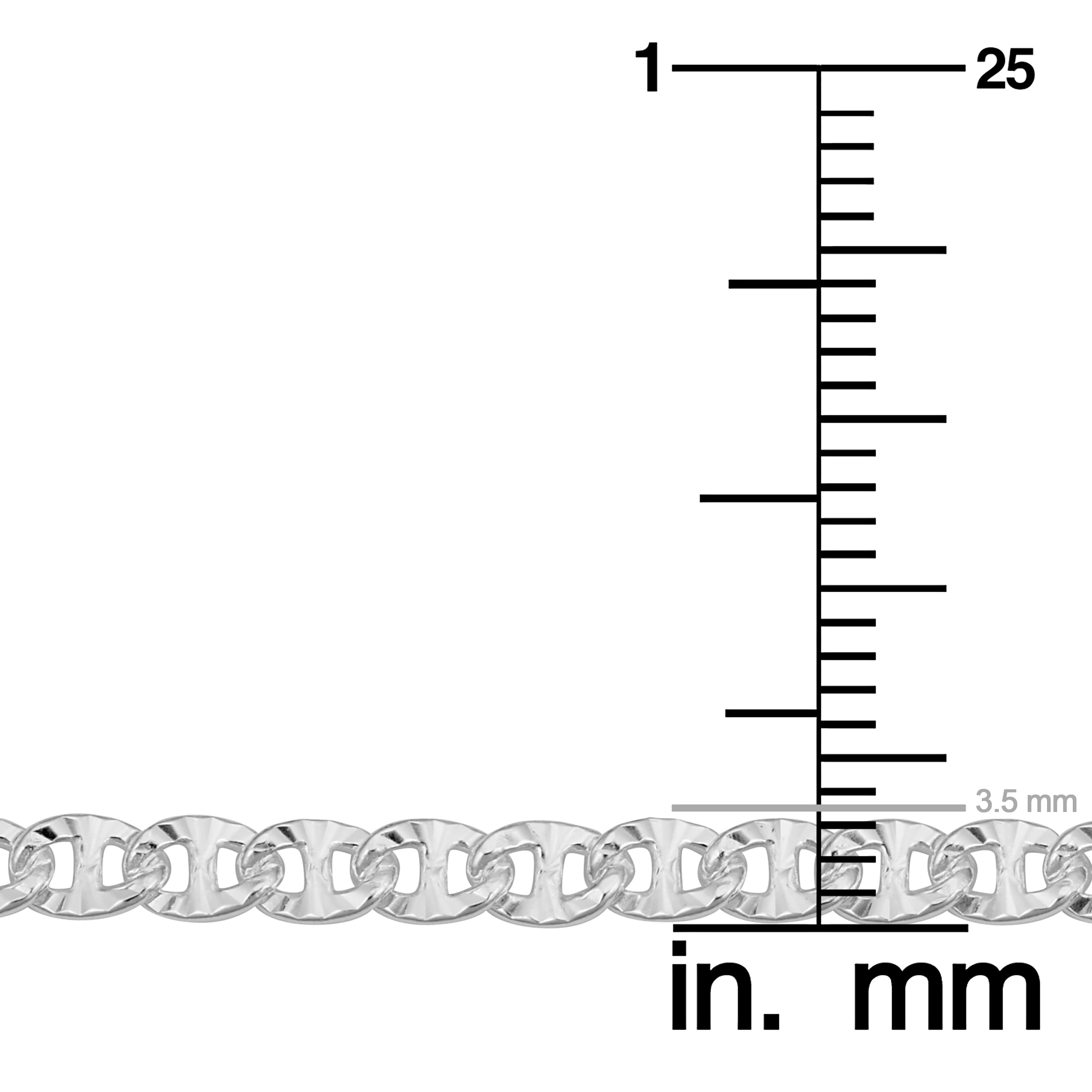 KoolJewelry Sterling Silver Diamond-cut 3.5 mm Mariner Anklet (10 inch)