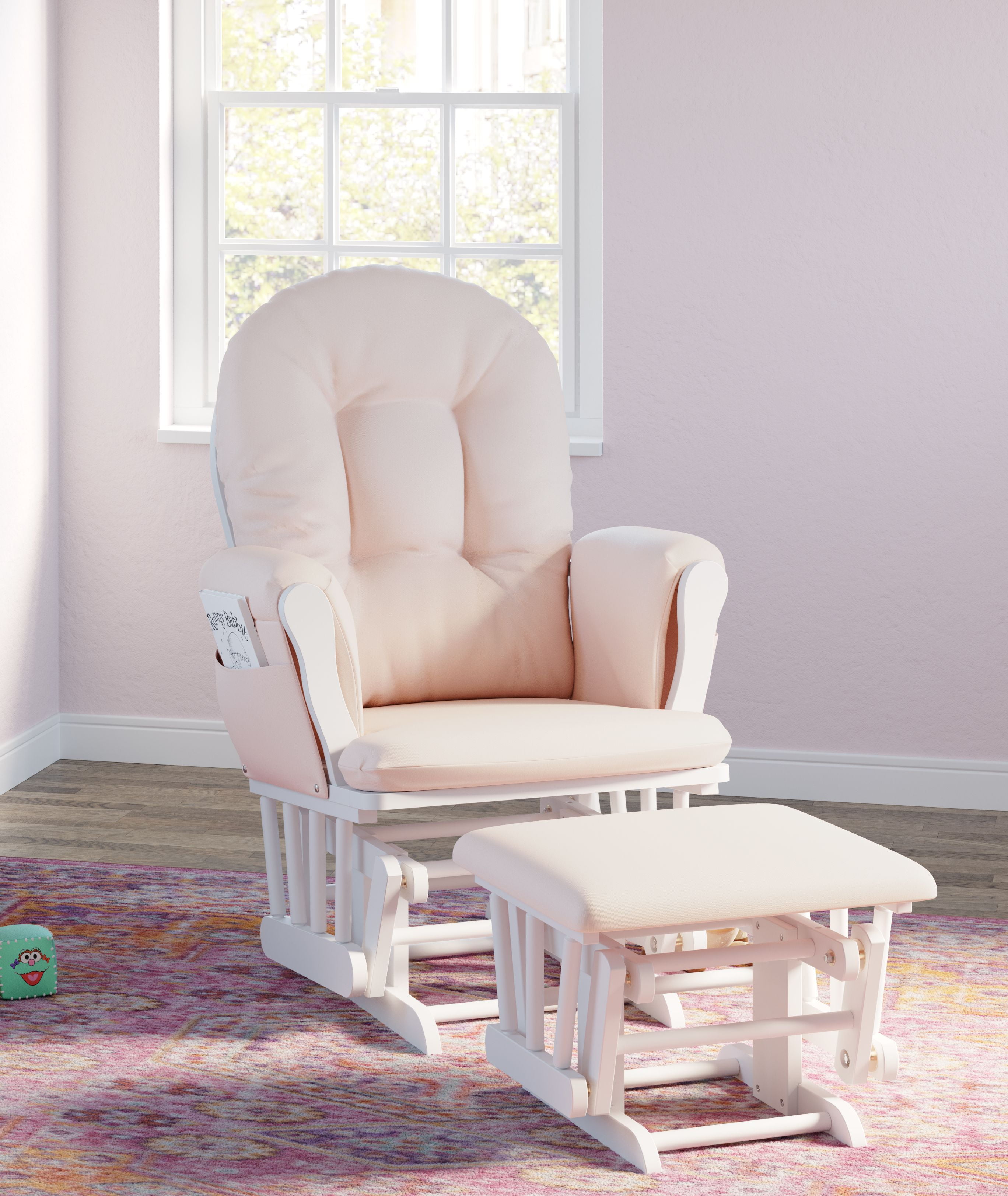 storkcraft glider pink and white