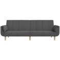 thumbnail image 3 of vidaXL 2-Seater Sofa Bed with Two Pillows Dark Grey Fabric, 3 of 5