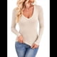 thumbnail image 3 of Camisas de Larga para Mujer, Moda de Otoño, Cuello en V, Básicas, Tops Cortos, Entallados, Y2K, Conjuntos, Ropa Colorante de Avena L, 3 of 10