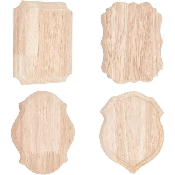 4 Shape Wooden Plaque Wood Display Base with Ogee Edge 6x5 Inch Wood Sign for Crafts Natural Unfinished Wood Planks Stands for Burning Project Home Wall Door Decorations