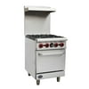 Heavy Duty Commercial 24" 4 Burner Gas Range with Bottom Oven