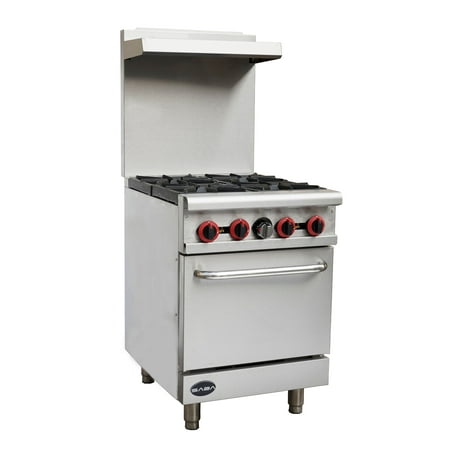 Heavy Duty Commercial 24" 4 Burner Gas Range with Bottom Oven