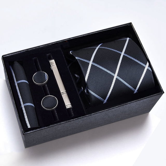 Cajas de regalo Corbata de hombre Conjunto de cinco piezas Vestido de negocios Rayas Negro Boda Novio