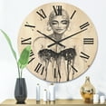 thumbnail image 2 of Designart 'Black and White Portrait of Woman Wearing Evening Dress' Modern Wood Wall Clock, 2 of 5