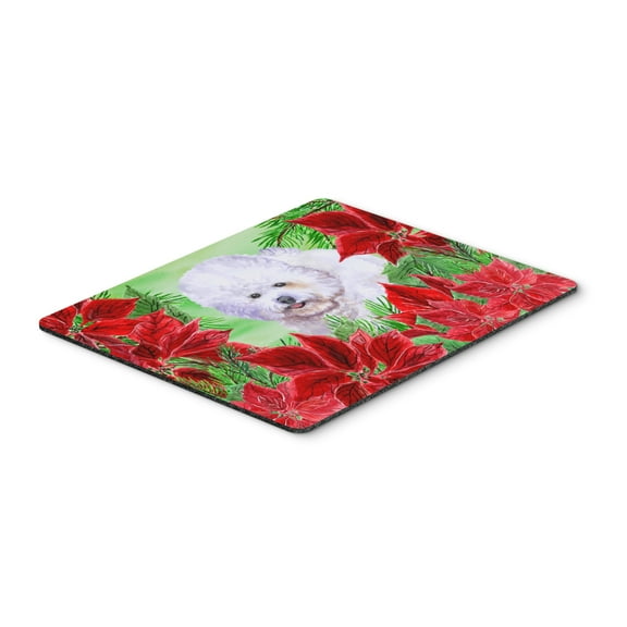 Bichon Frise Poinsettas Mouse Pad Hot Pad or Trivet