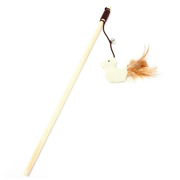 SHOWERORO Cat Teaser Toy with Bell for Indoor Playtime Multi Wooden Bamboo 1Set
