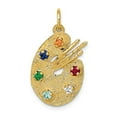 thumbnail image 4 of 14k Yellow Gold CZ Stones Artist Palette Charm Pendant, 4 of 7