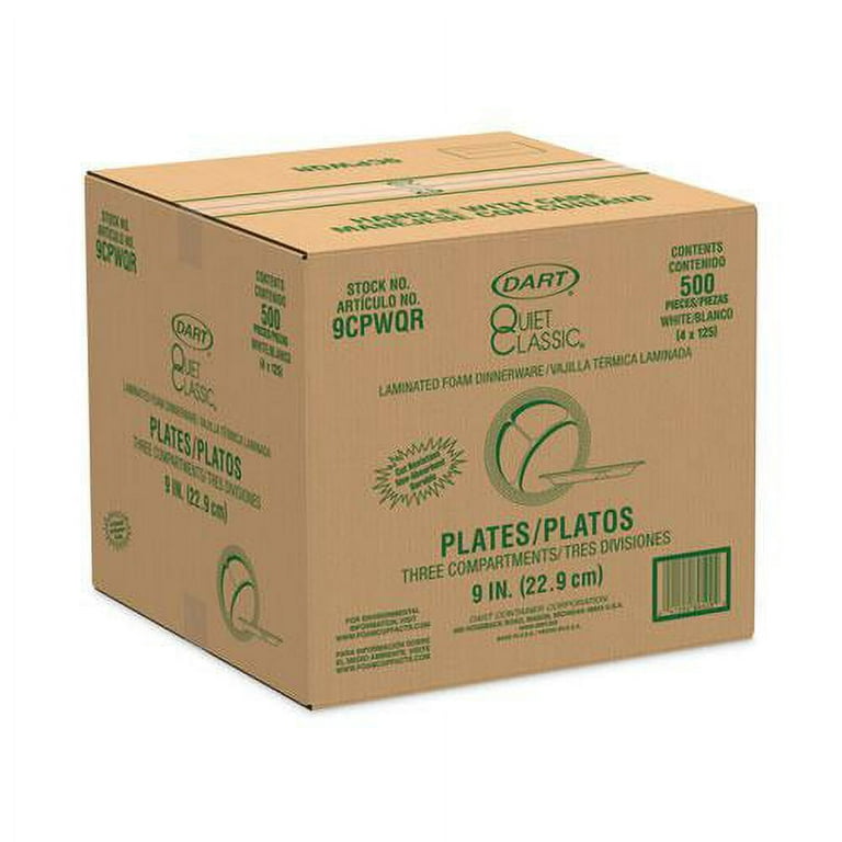 Dart 9CPWQ Quiet Classic® 9 in. White Laminated Foam Disposable Compartment  Plate 
