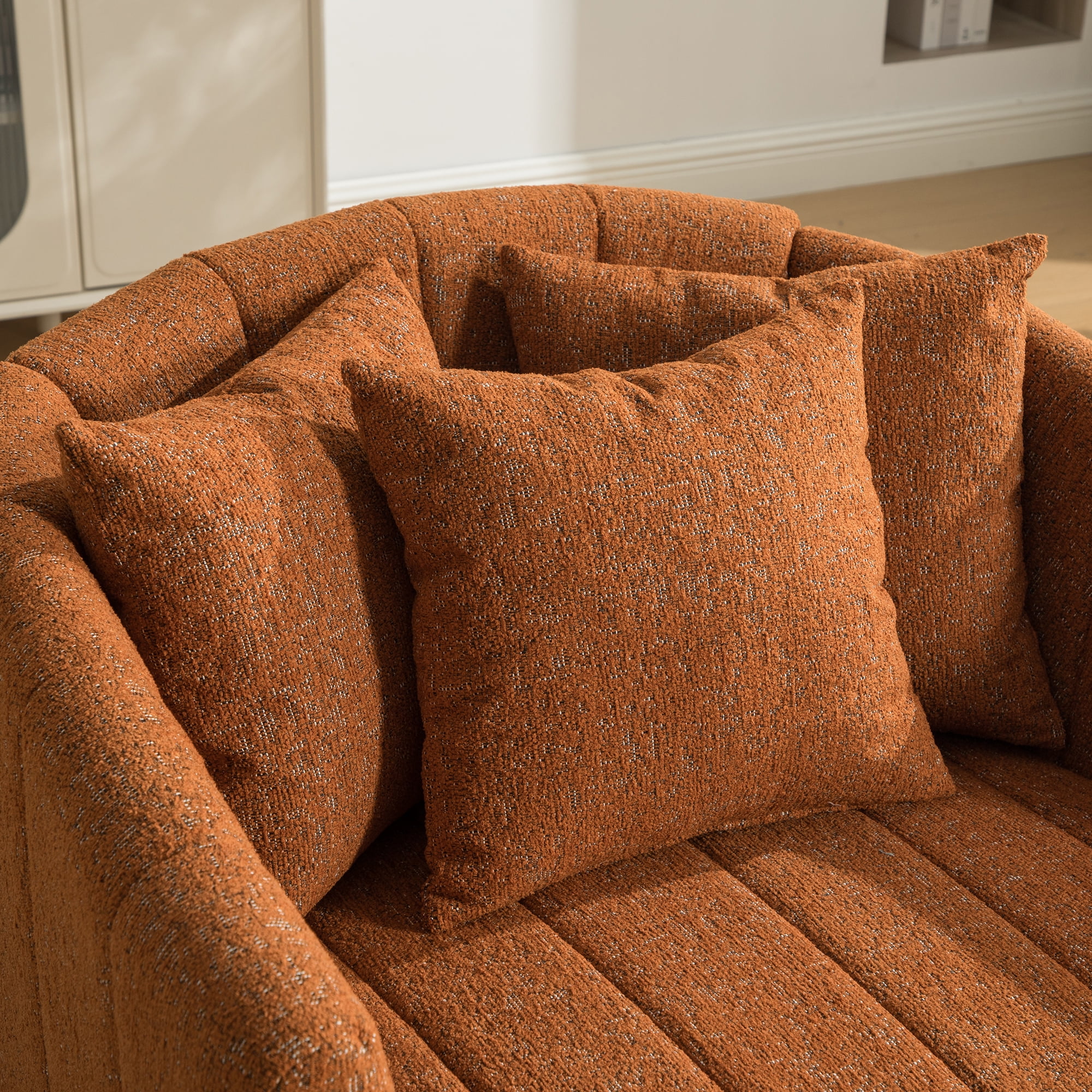 39"W Oversized 360° Swivel Accent Chair Set with Storage Ottoman and Pillow