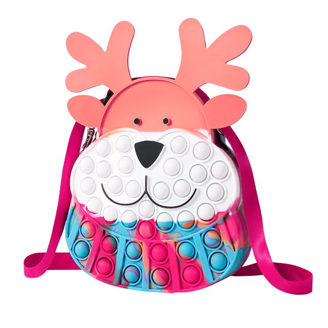Push Bubble Christmas Elk Monedero Portátil Silicona Descompresión Juguete Extrusión Burbuja Bolsa De Hombro Regalo Para Niñas Monstrate HA039046-00