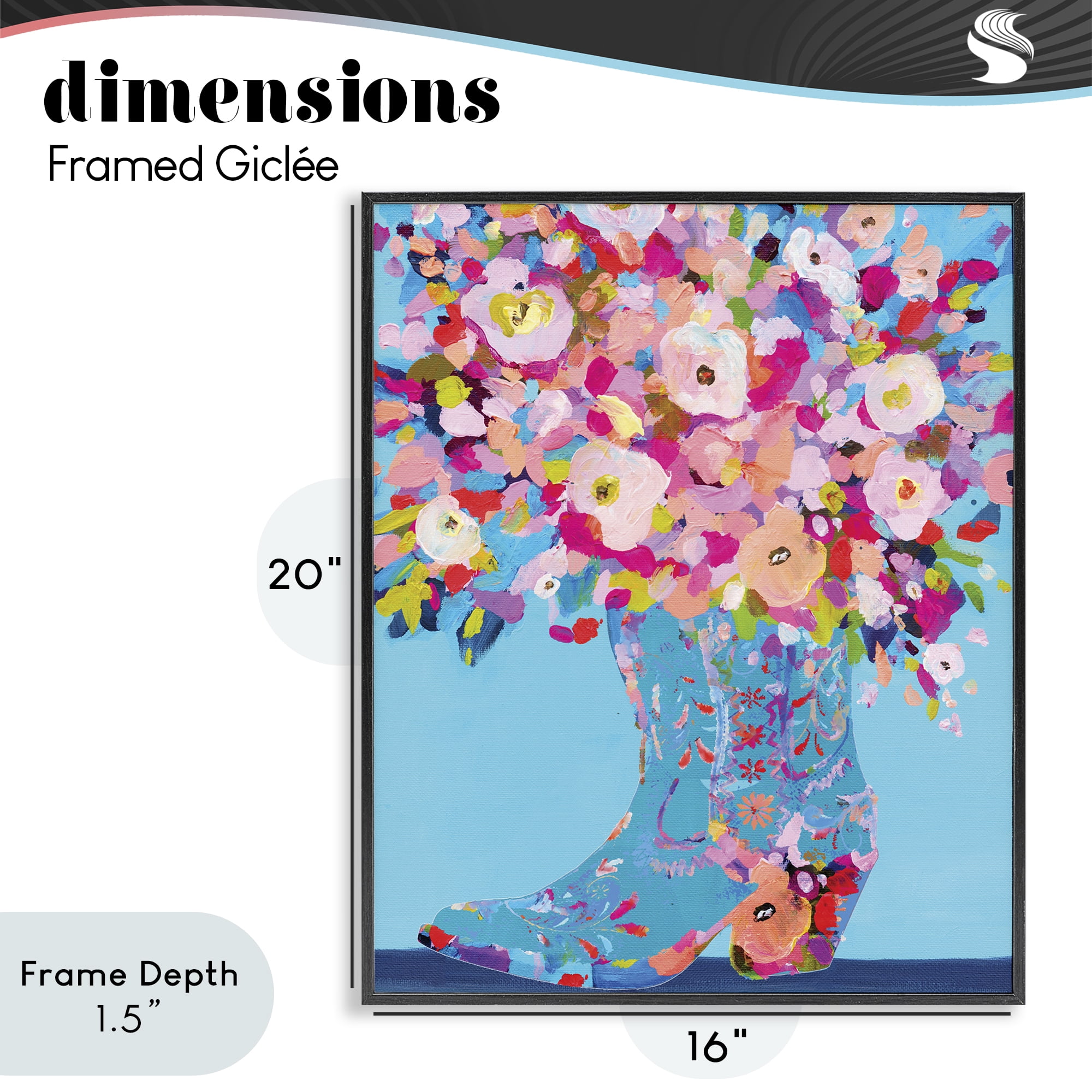 Stupell Industries Cowgirl Dabs of Color Black Framed Giclee Art, design by Kamdon Kreations