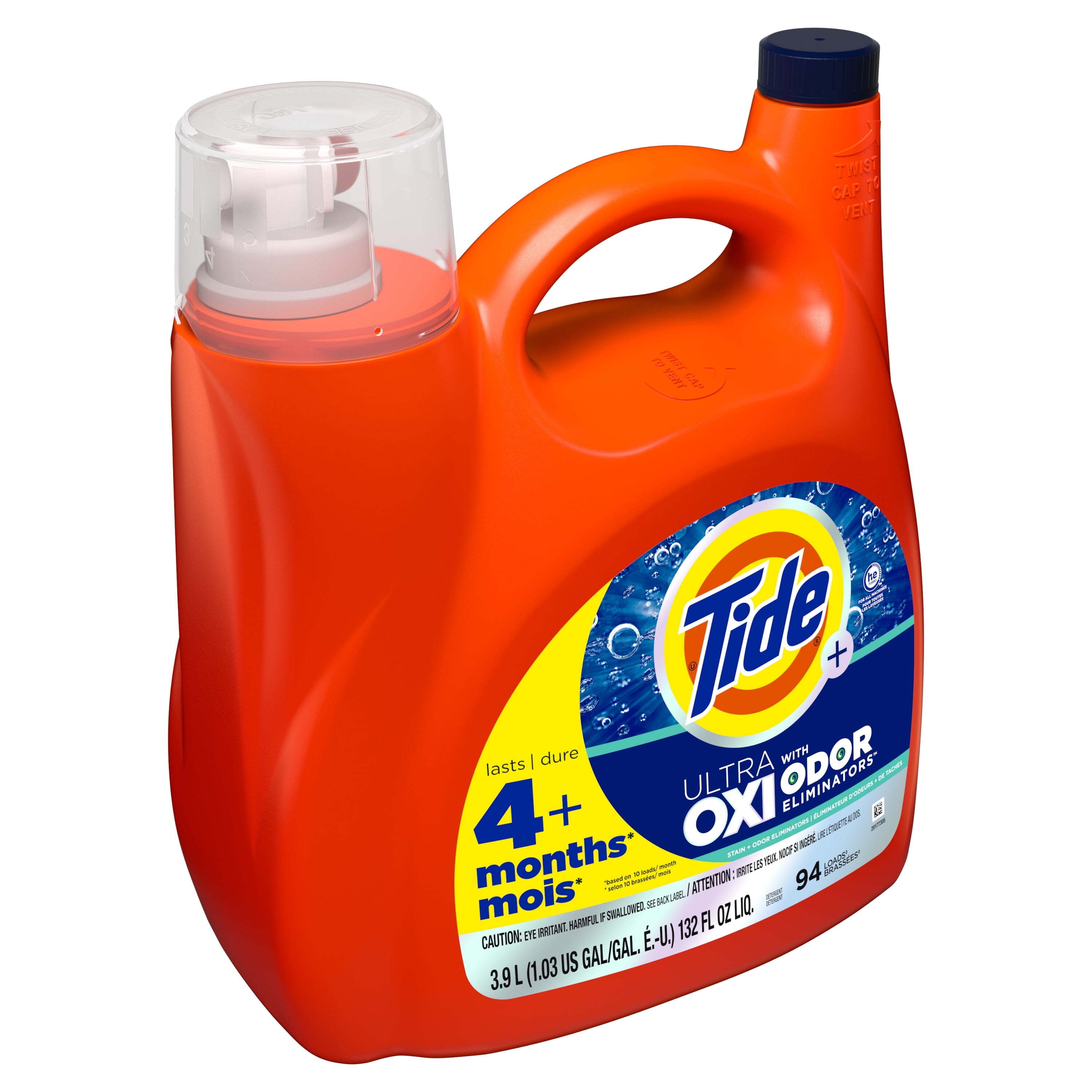 Tide Ultra OXI with Odor Eliminators Liquid Laundry Detergent, 94 Loads, 132 fl oz