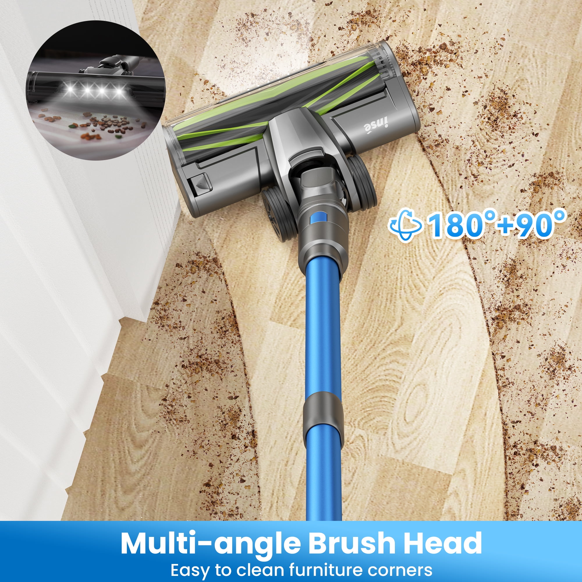 INSE Cordless Stick Vacuum for Carpet Wood Floor Pet Hair