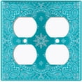thumbnail image 3 of Metal Light Switch Plate Cover Teal Floral Bandana Paisley Tile Pattern TIL051, 3 of 13