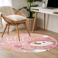 thumbnail image 5 of Pink Snowman Christmas Round Area Rug 3 FT, Small Kitchen Bathroom Mat, Xmas Winter Snowflake Let Snow Washable Indoor Outdoor Throw Runner Carpet Non-Shedding Doormat for Table Shower Sofa Entryway, 5 of 9