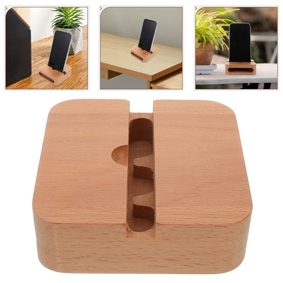 NIAIZEK Wooden Phone Amplifier Stand in Beige, Passive Sound Amplifier for Smartphones, Mobile Speaker