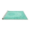 thumbnail image 2 of Ahgly Company Machine Washable Indoor Square Medallion Turquoise Blue Traditional Area Rugs, 6' Square, 2 of 4