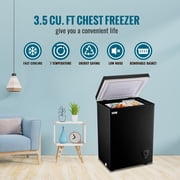 3.5 Cubic Chest Freezer, Compact Deep Freezer with Top Open Door and Removable Storage Basket, 7 Gears Temperature Control, Energy Saving, for Office Dorm or Apartment