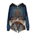 thumbnail image 2 of Women's Knit Sweater Pullover Hooded Sweatshirt with Christmas Print, Cute and Comfortable, Perfect for Fall and Winter Casual Wear and Holiday Festivities,Dark Blue,L, 2 of 5