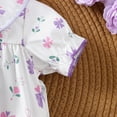 thumbnail image 6 of MIXUE Baby Girls Rompers Short Sleeve Floral Print Ruffles Bodysuits Activewear,Purple,6-12 Months, 6 of 6