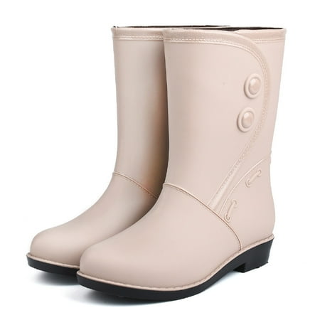 

Mid Calf Rain Boots Women S Warm Winter Anti-Slip Snow Boots Going Out Pvc Rubber Shoes Garden Shoes