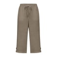 thumbnail image 2 of Womens Capri Pants Loose Fit Straight Leg Elastic Drawstring Waist Cropped Pants with Pockets for Summer Beach Vacation, 2 of 4
