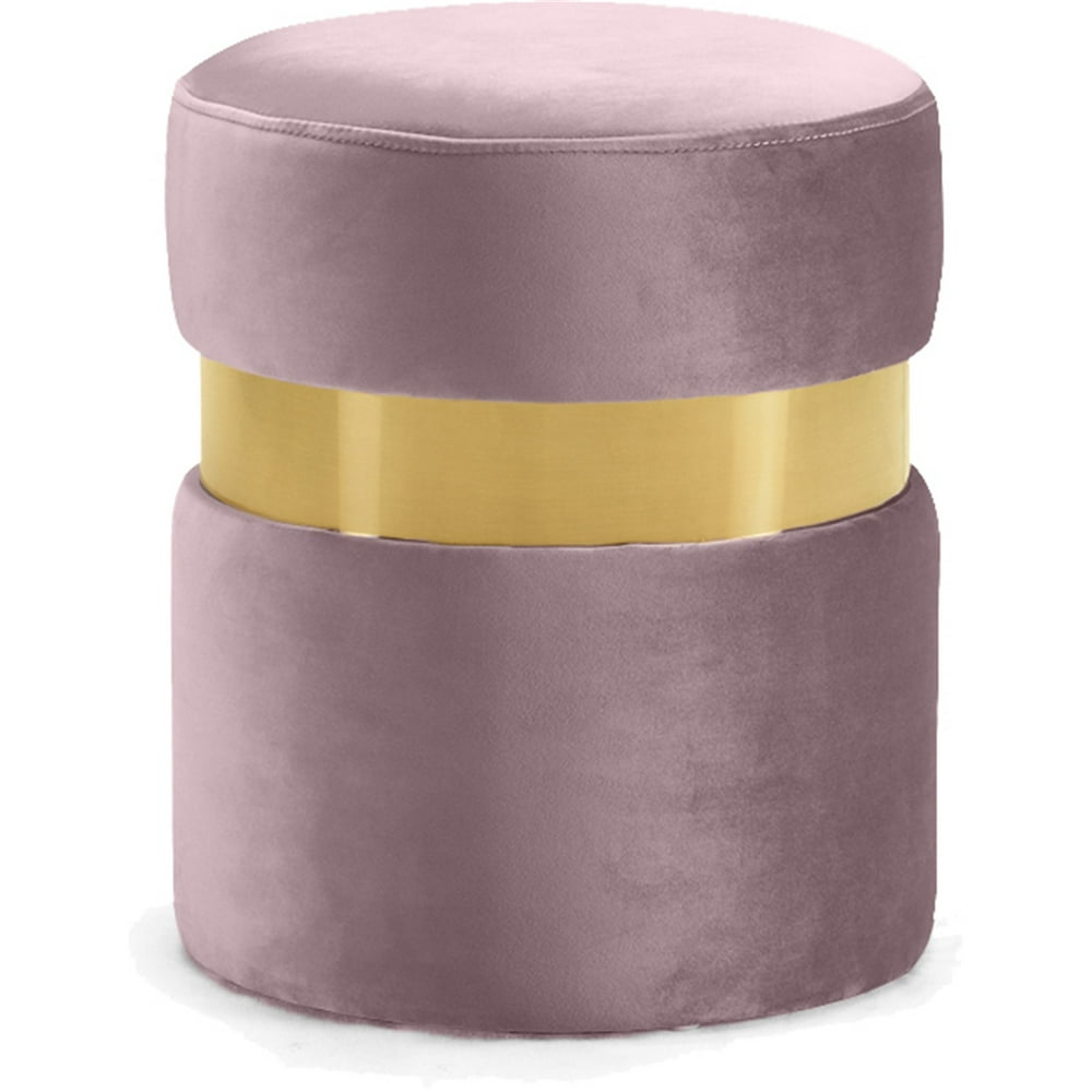 Hailey Pink Velvet Ottoman/StoolColorPink Velvet,FinishGold,Style