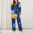 thumbnail image 2 of Fotbe Planets And Stars1 Pattern Long Sleeve Pajama Set for Women,Sleepwear Set,2-piece Loungewear Set,Soft PJs Comfy Nightwear with Pockets -Medium, 2 of 7