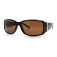 thumbnail image 4 of Polarized Womens Narrow Rectangle Designer Sunglasses All Brown, 4 of 6