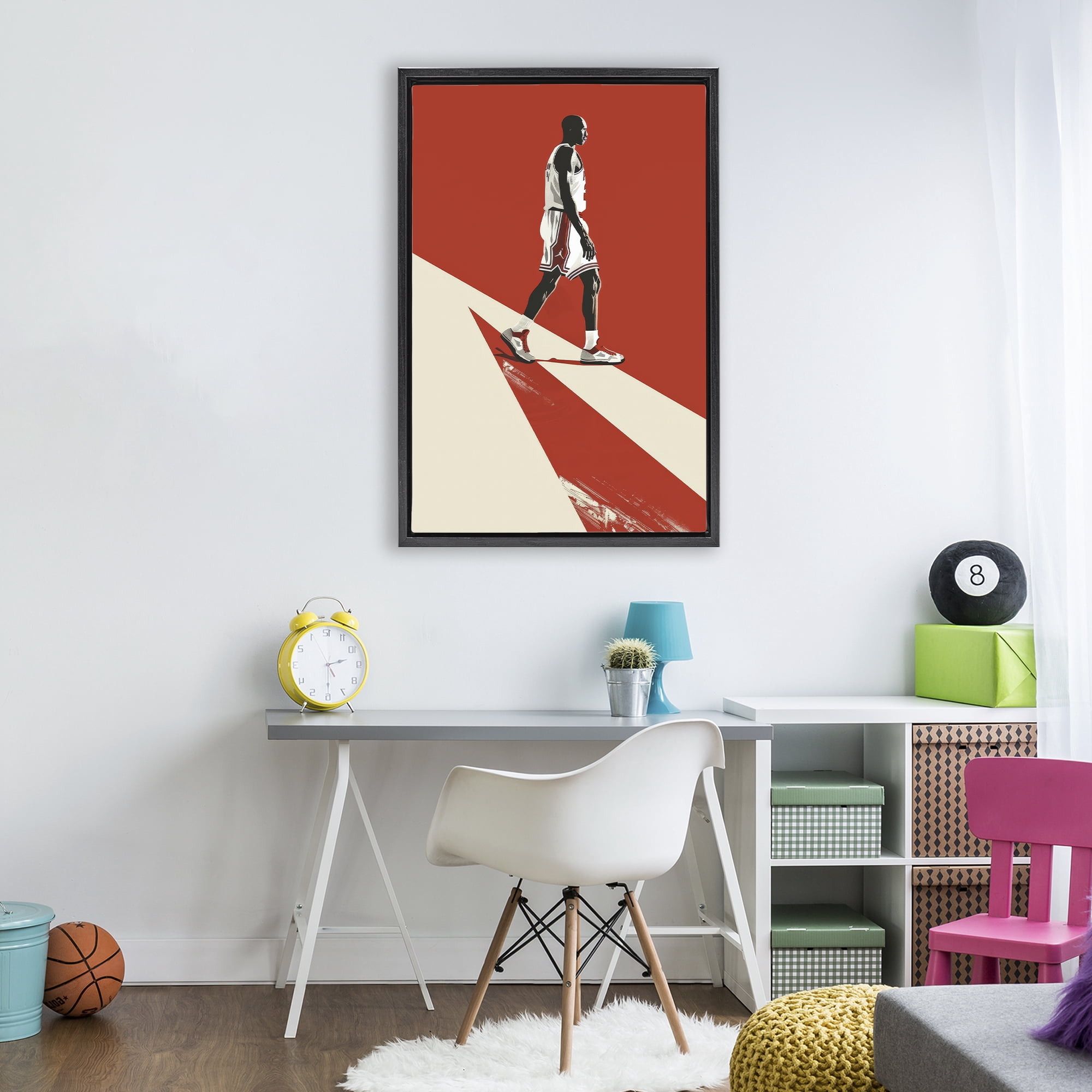 Stupell Industries Retro Basketball Legend Black Framed Floater Canvas Wall Art, design by Ray Powers