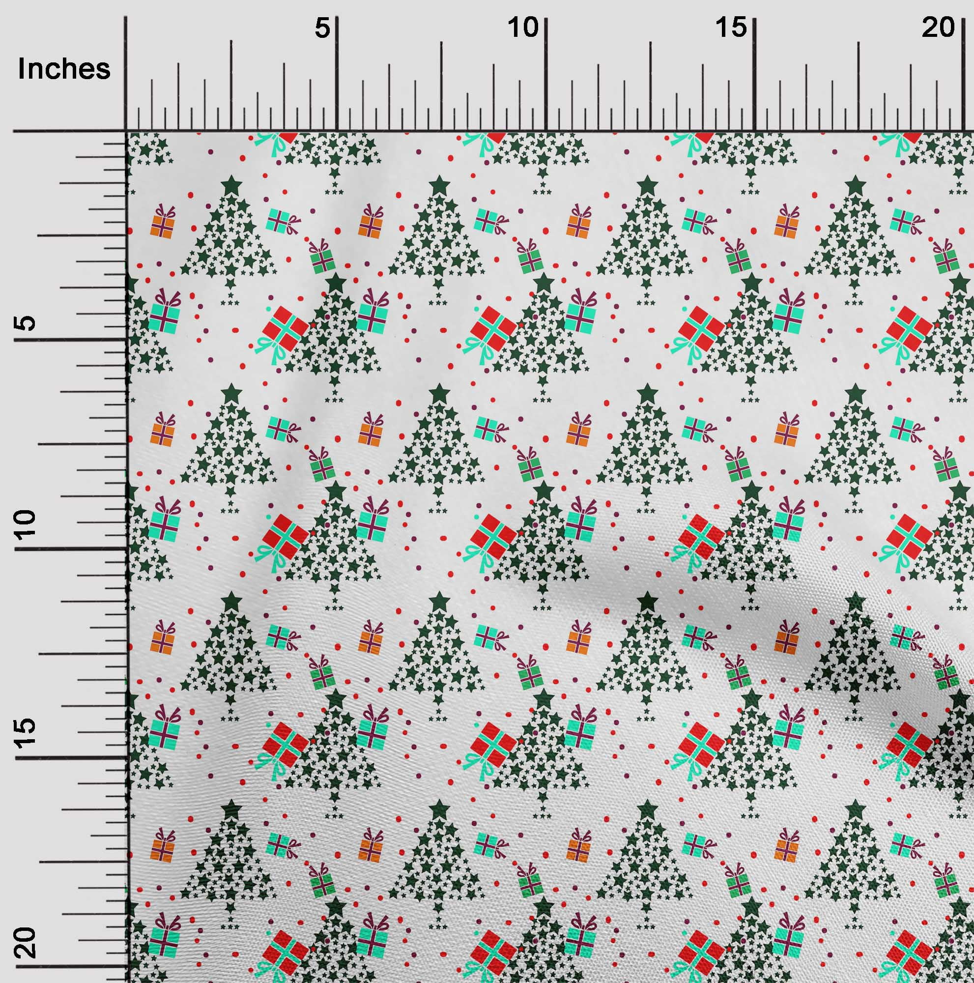 oneOone Cotton Cambric White Fabric Merry Christmas Sewing Material Print Fabric By The Yard 56 Inch Wide-DLW