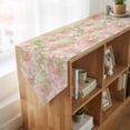 thumbnail image 4 of Pink Green Flower Table Runner Linen Burlap Table Runner 70 Inches Long Watercolor Summer Botanical Dresser Scarves for Kitchen Island Coffee Dining Room Party Wedding Banquet Holiday Decor 13"x70", 4 of 8