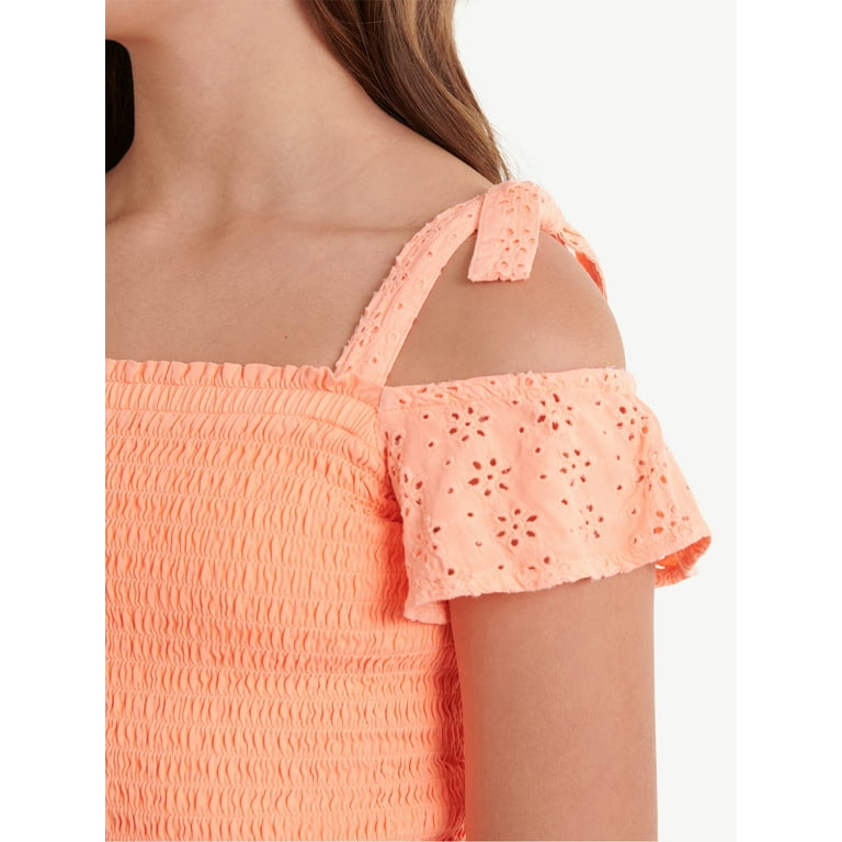 Smocked cold hot sale shoulder top