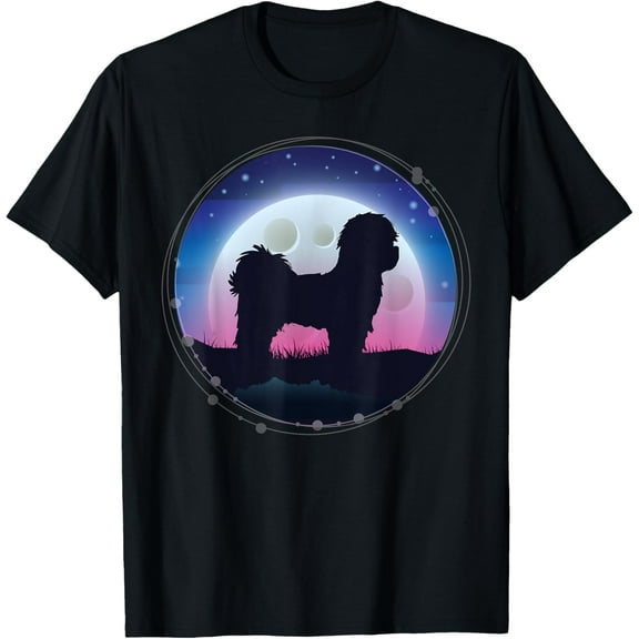 Shih Tzu Dog Retro T-Shirt men and women can wear, black, white, gifts
