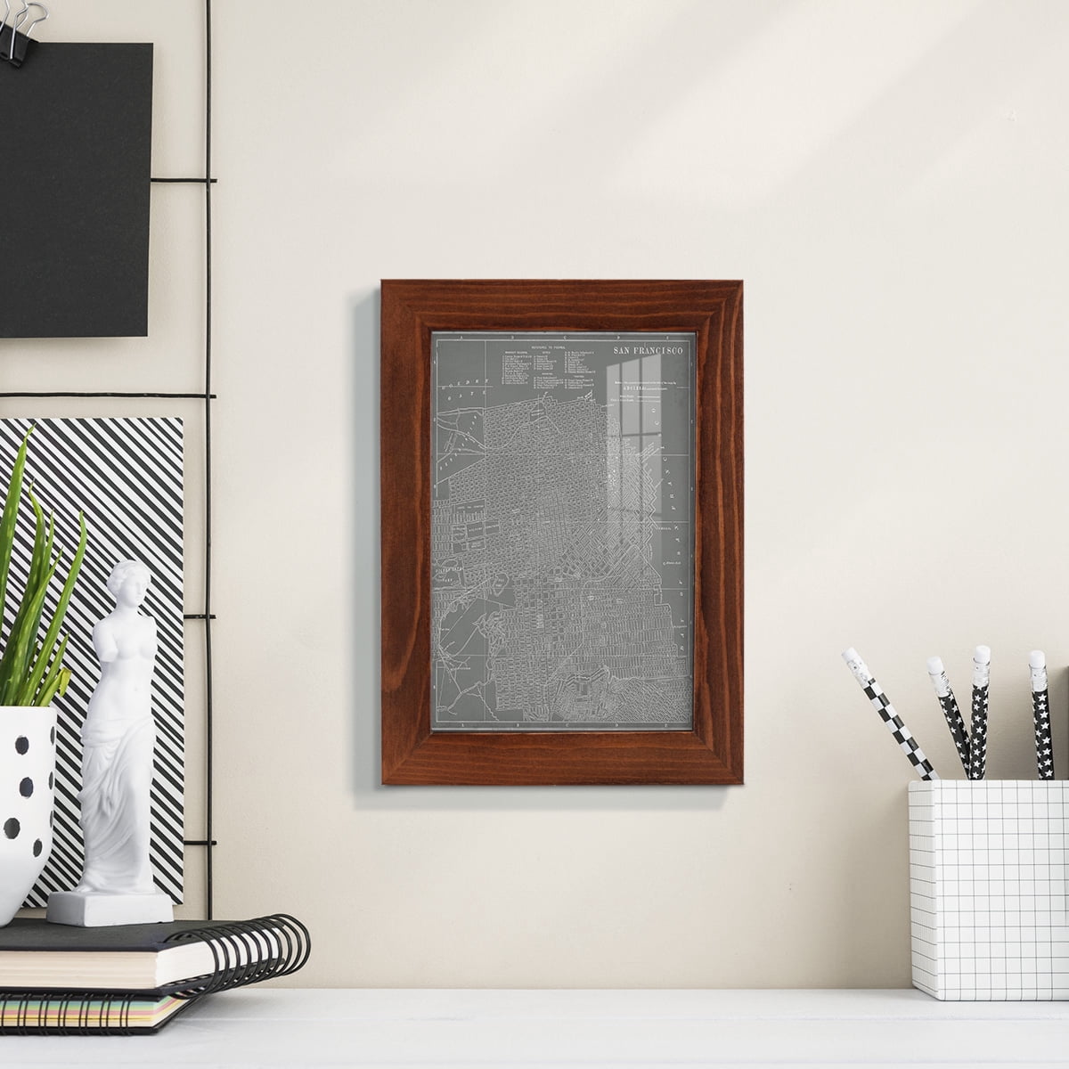 City Map of San Francisco -Framed Print w/glass-Chestnut