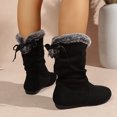 thumbnail image 6 of WAVSUF Women's Suede Snow Boots Round Toe Wide Width Fleece Warm Winter Soft Sole Flat Boots Black 6, 6 of 9