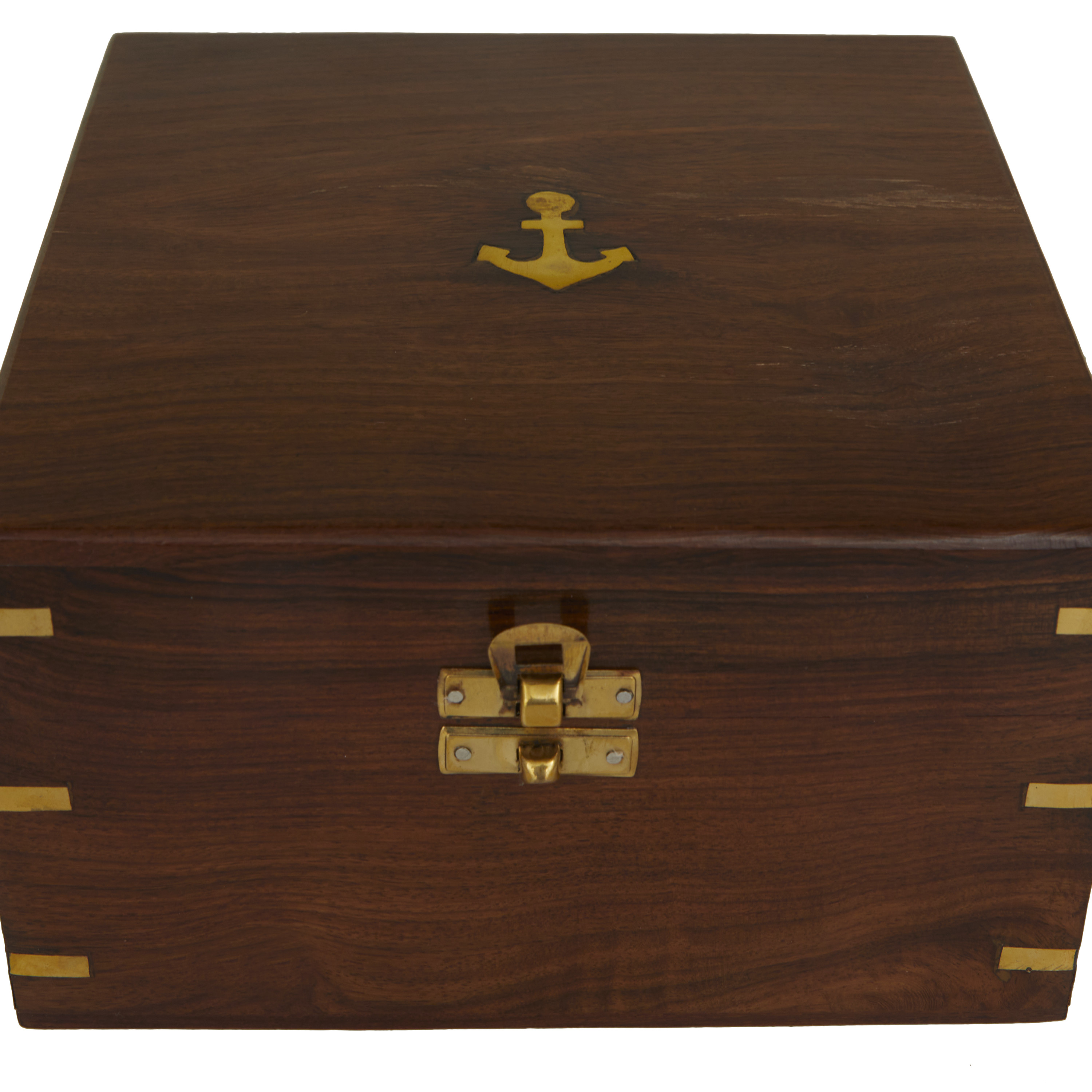 7" Brass Sextant Compass with Decorative Wood Box, by DecMode (2 Count)